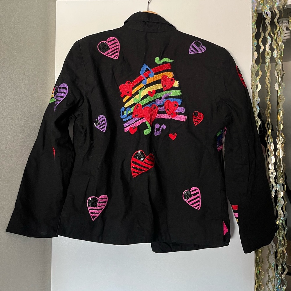 music notes with sequins and rainbow jacket with a funky, retro branded anage - Picture 6 of 8